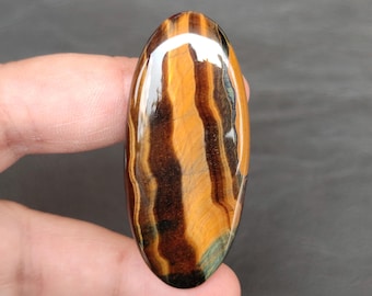Natural Tiger Eye Cabochon, Blue Tiger Eye Cabochon, Multi Tiger Eye Cabochon, Tiger's Eye Gemstone, 84 CTS, 55x24x7 MM.