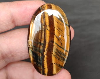 Natural Tiger Eye Cabochon, Blue Tiger Eye Cabochon, Multi Tiger Eye Cabochon, Tiger's Eye Gemstone, 67 CTS, 46x27x6 MM.