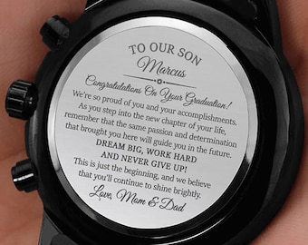 Personalized Watch For Son On Graduation Day, Son Graduation Keepsake From Parents, Congratulation Gift For Son, Meaningful Gift For Son