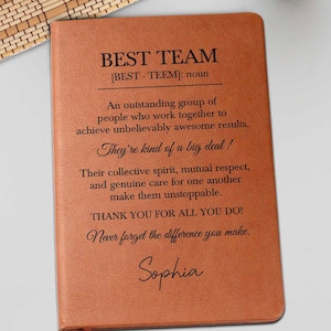 Personalized Best Team Journal, Corporate Leather Journal Gift, Team Appreciation Gift,  Employee Thank You Gift, Team Christmas Gift