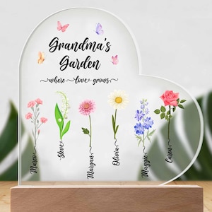Personalized Grandma’s Garden Acrylic Plaque, Birth Flower Gift for Grandma, Mother&#39;s Day Gift For Grandma,Birth Month Flower Acrylic Plaque
