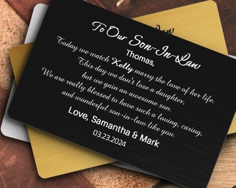 Son In Law Gift from Parents In Law, Wedding Gift for Son In Law, Son In Law Wallet Insert Card, Personalized Gift for Future Son In Law