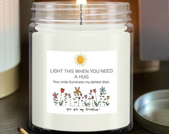 Light This When You Need A Hug Candle, Thinking of You Candle Gift,  Soy Scented Candle for Her, Valentine Candle Gifts Ideas