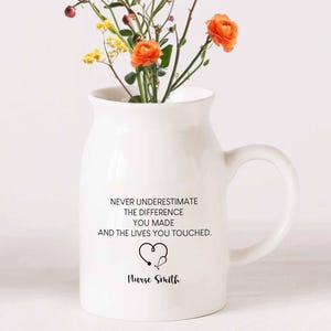 Custom Nurse Appreciation Flower Vase Gift, Personalized Thank you Nurse Coworker Gift, Nurse Gifts, Ceramic Flower Vase for Nurse/Doctor