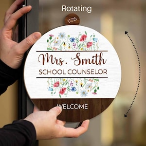 Personalized Rotating School Counselor Door Sign, Hanging Office Name Sign, Welcome Sign for Counselor Office Decor, Do Not Disturb Sign