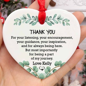 Personalized Thank You Gift for Friend, Thank You Keepsake, Custom Gift To Say Thank You,Ceramic Heart Ornament, Positive Message For Friend