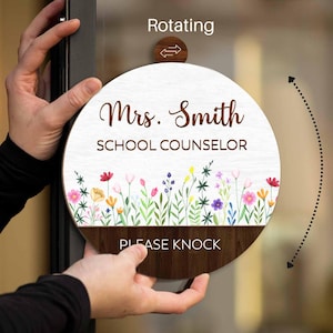 Personalized School Counselor Spinner Rotating Sign, School Counselor Office Spinner, Custom Name Counselor Sign, School Office Decor