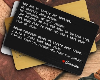 Engraved Valentine Wallet Card for Boyfriend, Valentine Gift for Husband/Boyfriend from Wife/Girlfriend, Romantic Anniversary Keepsake