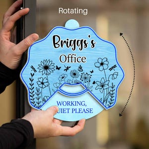 Customizable Logo Work From Home Privacy Sign, Office Door Sign Gift For Coworkers, Home Door Spin Sign, Do Not Disturb Sign, Please Knock