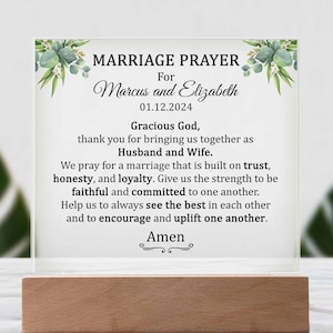 Personalized Wedding Gift For Newlywed Couples, Marriage Prayer Plaque For Couples, Blessing Gift For Couple, Religious Gift For Marriage