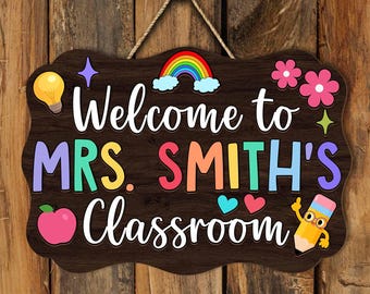 Personalized 3D Teacher Door Sign, Teacher Door Hanger, Teacher Welcome Sign, Teacher Appreciation Gift, Classroom Door Sign, Back To School