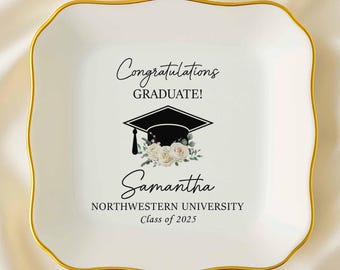Custom Graduation Gift for Her, Graduation Jewelry Dish, Graduation Gifts 2025, University Trinket Dish, Class of 2025 College Graduation