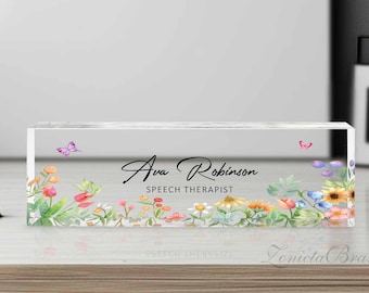 Custom Desk Sign, Acrylic Name Plate for Desk, Teacher Name Plate, Personalized Name Sign Acrylic Plate, Office Decor Nameplate Sign