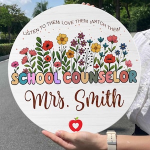 Personalized School Counselor Office Sign, Custom School Counselor Name Door Sign, Back To School Gift for Counselor, Teacher Door Hanger