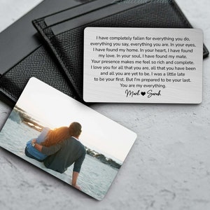 Tarjeta de billetera de metal personalizada para mi hombre, regalo sentimental para mi hombre, regalo fotográfico personalizado para novio, esposo, regalo de aniversario de pareja