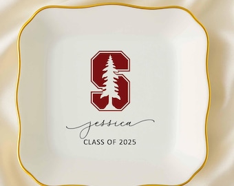 Custom University Logo Trinket Ring Dish, Personalized Graduation Jewelry Dish,Graduation Gift for Her,Class of 2025 College Graduation Gift
