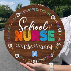 School Nurse Personalized Door Sign, School Nurse Gift, School Nurse Door Hanger, Custom Gift for New Nurse, Teacher Appreciation Week Gift