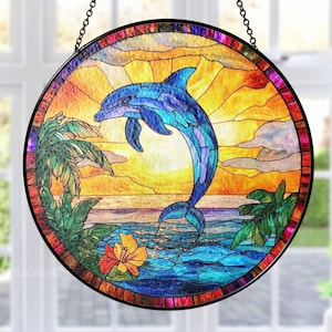 Whale Stained Glass Suncatcher, Whale Suncatcher, Ocean Art Light Catcher Window Hanging, Whale Lovers Gift, Home Decor Gift for Ocean Lover