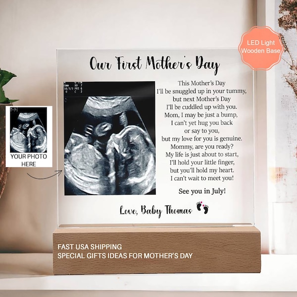 Custom Baby Ultrasound Photo Gift For New Mom, Mother's Day Gift For Mom-To-Be, Pregnancy Announcement Gift, Our First Mother's Day Keepsake