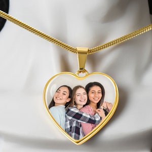 Custom Photo Pendant Necklace, Heart Pendant Necklace, Custom Picture Necklace, Mother's Day Gift for Mom, Gift for Wife, Daughter, Her