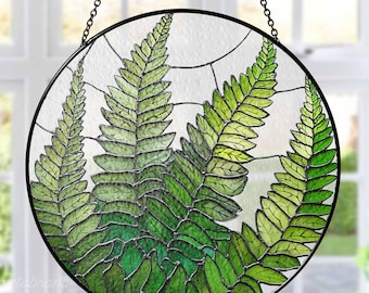 Fern Plant Glass Suncatcher, Fern Plant Light Catcher Ornament, Plant Lover Gifts, Plant Mom Gift, Fern Plant Glass Wall Decorations