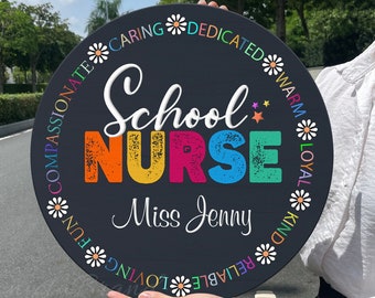 School Nurse Personalized Door Sign, School Nurse Unique Gift, School Nurse Door Hanger, Custom wooden Door Sign Gift for New Nurse