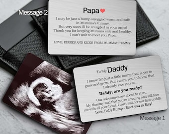 Ultrasound Wallet Card for Daddy, Baby Ultrasound Gift For Husband, Baby Announcement On Metal Wallet Card, Sonogram Photo Metal Card