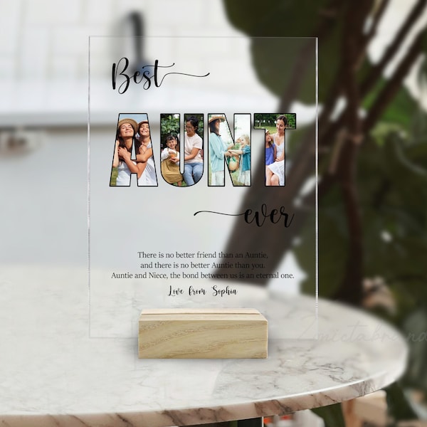 Custom Photo Plaque For Aunt, Mother's Day Gift For Aunt From Niece/Nephew, Sentimental Gift For Auntie, Aunt and Niece/ Nephew Keepsake