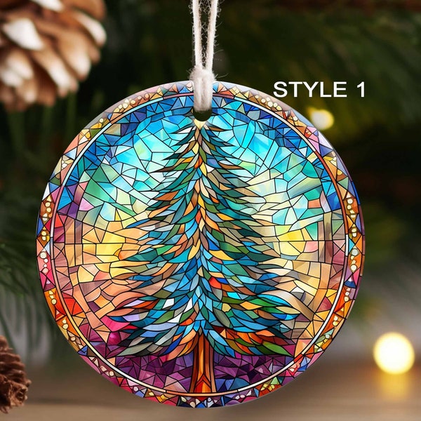 Stained Glass Tree Ornaments Etsy