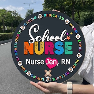 2D/3D School Nurse Personalized Door Sign, School Nurse Unique Gift, School Nurse Door Hanger, Custom wooden Door Sign Gift for New Nurse