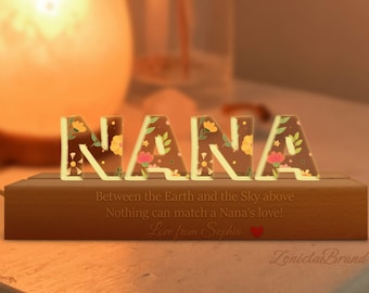 Custom Name Night Light For Grandma, Personalized Mother's Day Gift For Grandma, Flower Pattern Night Light For Grandma, Nana Gift Keepsake