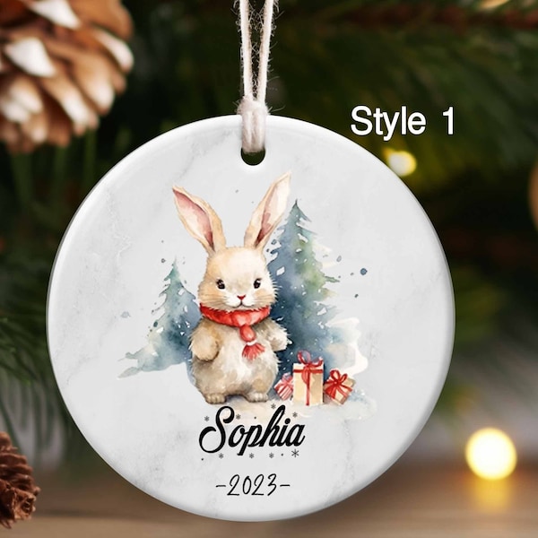 Bunny Ornament, Personalized Bunny Gift, Bunny 2023 Christmas Ornament, Bunny Gift, Gift for Bunny Lover, Rabbit Ornaments