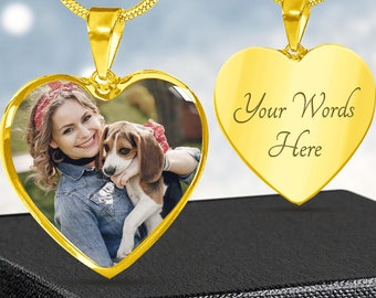 Picture Necklace Photo Pendant, Customized Heart Necklace with Picture, Photo Jewelry for Her on Birthday, Anniversary, Christmas Day Gift