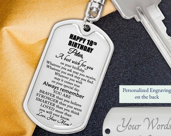 18th Birthday Gifts for Son from Parents, Personalized 18th Birthday Keychain for Him, 18th Birthday Presents Boy, Best Gift for 18-Year-Old