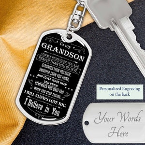 Customized Grandson Keychain Gift from Grandma Nana Grandpa, Personalized Grandson Gift, Grandson on Birthday, Grandson Graduations Gift