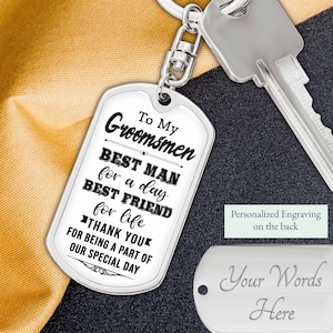 Groomsmen Gift Personalized Keychain, Groomsmen Keychain, Engraved Keychain Wedding from Groom, Personalized Keychain For Groomsmen