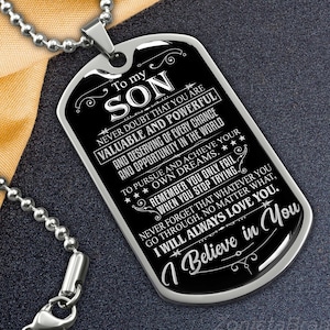 To My Son Dog Tag Necklace, MOM To Son Necklace, Personalized Necklace for Son, Son Birthday Gift, Graduation Son Gift Ideas, Son Xmas Gift