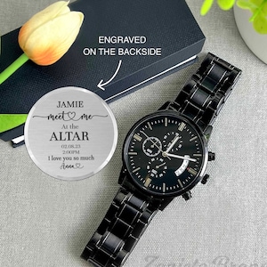 Personalized Groom Watch Gift From Bride On Wedding Day, Engraved Watch Gift for Groom from Bride, Wed Gift For Husband To Be, Husband Watch
