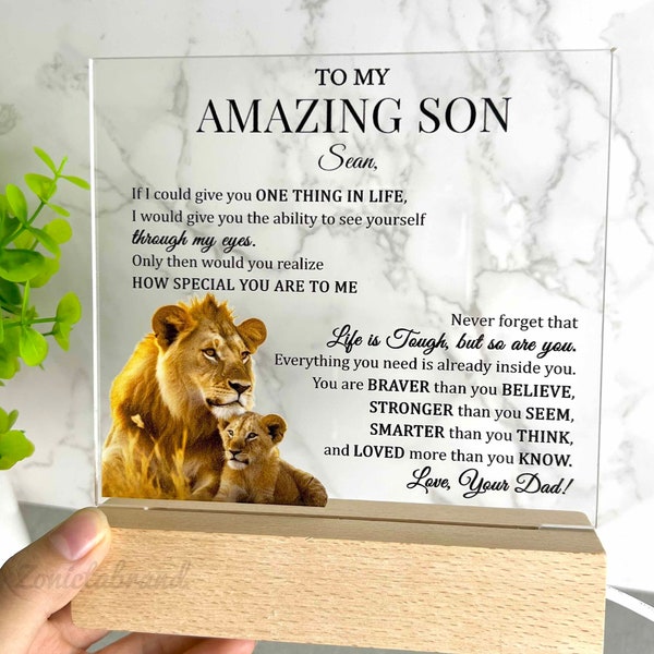 To My Amazing Son Acrylic Plaque Gift from Dad/Mom, Special Gift for Son from Father or Mother, Son Birthday, Graduation Gift for Son