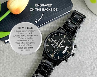 Father of the Bride Watch Gift from Daughter, Father of the Bride Gift, Wedding Gift for Dad from Bride, Engraved Watch, Bride to Dad Watch