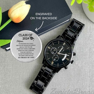 PhD Graduation Gifts for Him, Master&#39;s Degree Graduation Gift for Male 2024, Male Graduation Gift Ideas, Custom Engraved Watch Gift for Grad