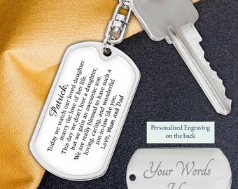 Son-in-law Wedding Keychain Gift, Personalized Keychain Gift For New Son, Son-in-law Gift, Custom Keychain, Gift From Parents-in-law
