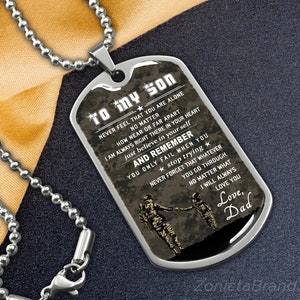 Military Gift for Son, Army Son Necklace, To My Son Soldier, Dog Tag Necklace for Son From Dad, Soldier Gifts From Dad, To My Son Army Gift
