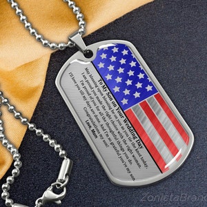 Wedding Gift for Son, Gift for Son on Wedding Day, Son Gift from Mother,  Dog Tag Necklace for Son Wedding Gift, To My Son on His Wedding