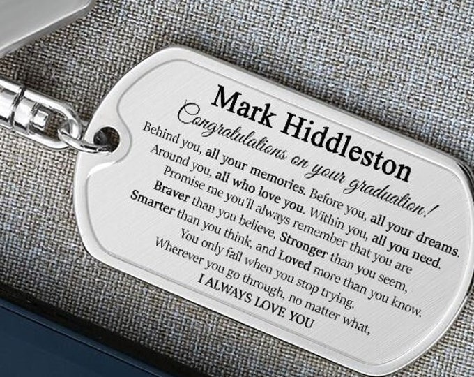 Personalized Keychain for Son on Graduation, Personalized Graduation Gift Boys, University Graduation Gift, High School Graduation Gift