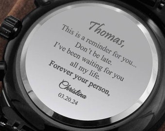 Personalized Groom Watch Gift From Bride On Wedding Day, Engraved Watch Gift for Groom from Bride, Useful Wedding Gift For Husband To Be