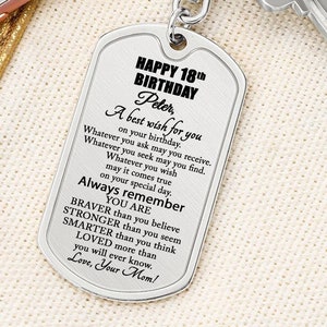 18th Birthday Gifts for Son from Parents, Personalized 18th Birthday Keychain for Him, 18th Birthday Presents Boy, Best Gift for 18-Year-Old