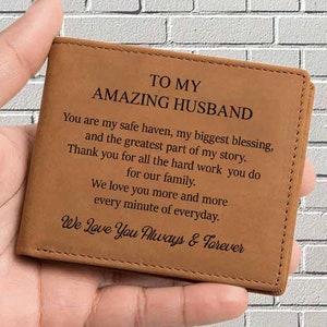 Cartera personalizada para marido, regalo de cartera para el día de San Valentín para el marido, regalo de San Valentín para el marido de parte de la esposa, regalo útil para el marido, regalo para el nuevo papá
