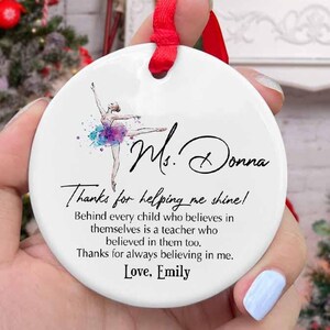 Custom Ballet Teacher Christmas Ornament, Dance Teacher Ornaments, Teacher Christmas Gift, Ballet Teacher Personalized Gift Keepsakes