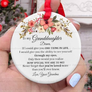 Granddaughter Christmas Ornament, Personalized Granddaughter Ornament, Custom Ornament for Grown Granddaughter From Grandma/Grandparents